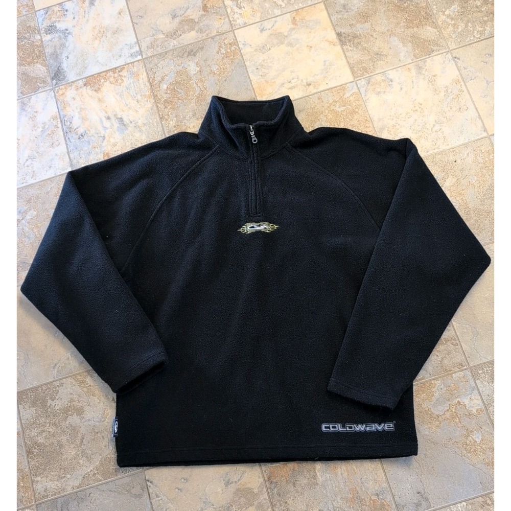 Coldwave Snowmobile Black Pullover Fleece Jacket Mens Large Super Warm